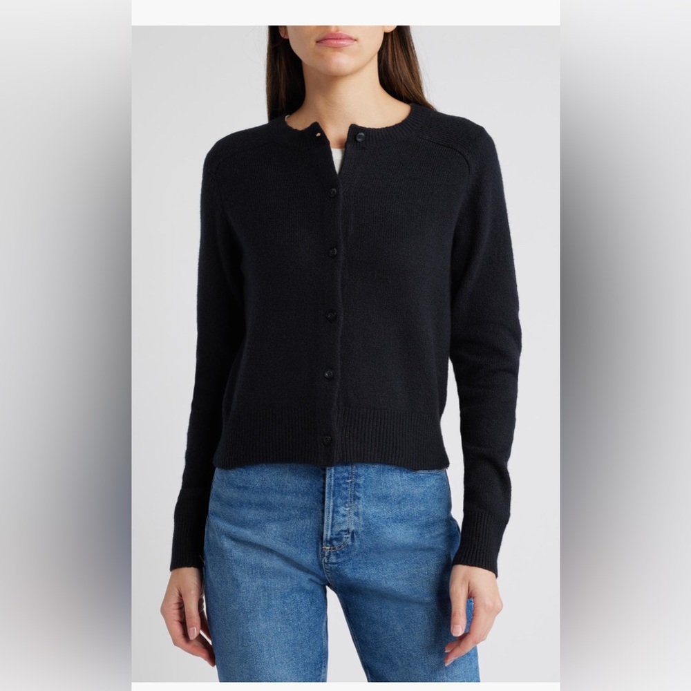 Nordstrom Black Cardigan Cotton Blend, Black, size L - Picture 4 of 16
